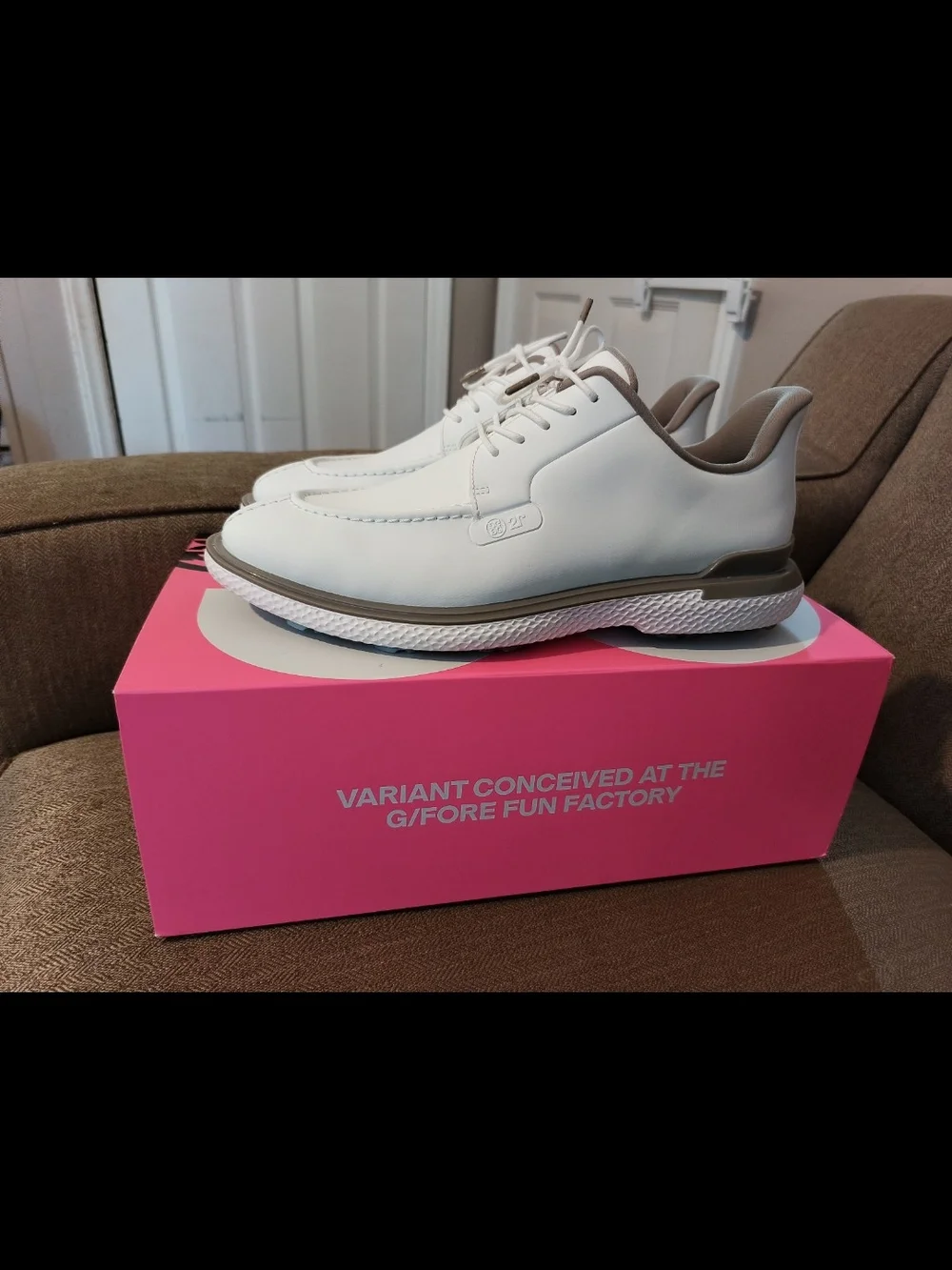 G/FORE Men's White Leather Split Toe Golf Shoes